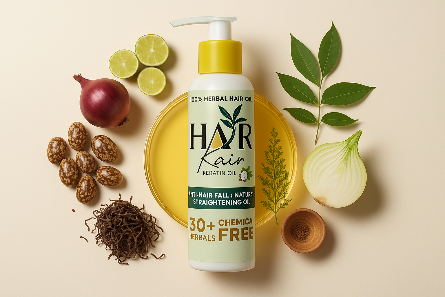 Hair Kair Herbal Keratin Oil with 30+ herbal ingredients for all hair types